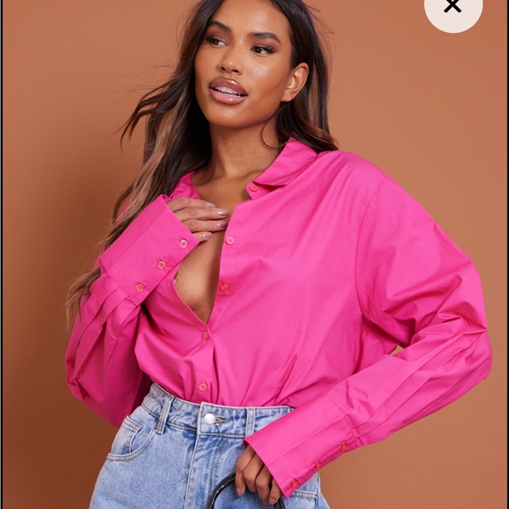 PLT Oversized Pink Poplin Shirt
